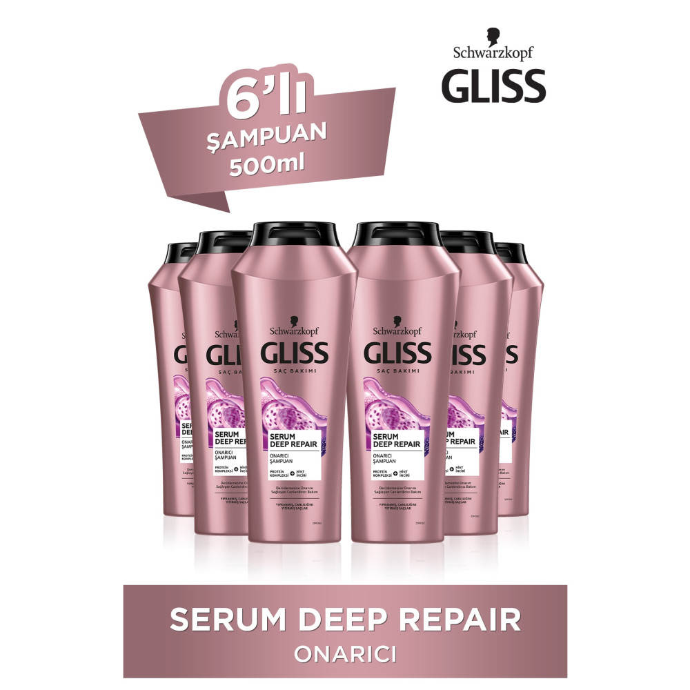 Gliss Serum Deep Repair Onarıcı Şampuan - Protein Kompleksi Ve Hint Inciri Ile 500 ml X 6 Adet Şampuan ve Saç Kremi Fiyatı