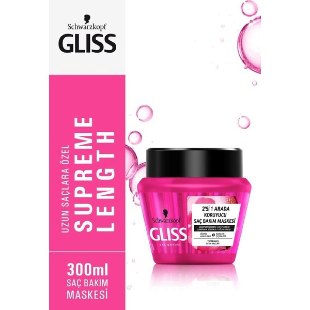 Gliss Supreme Length 2'Sİ 1 ARADA Koruyucu Saç Bakım Maskesi - Biotin Kompleksi ve Şakayık Çiçeği Özü ile 300 ml Saç Bakım Maskeleri & Serumlar & Spreyler Fiyatı