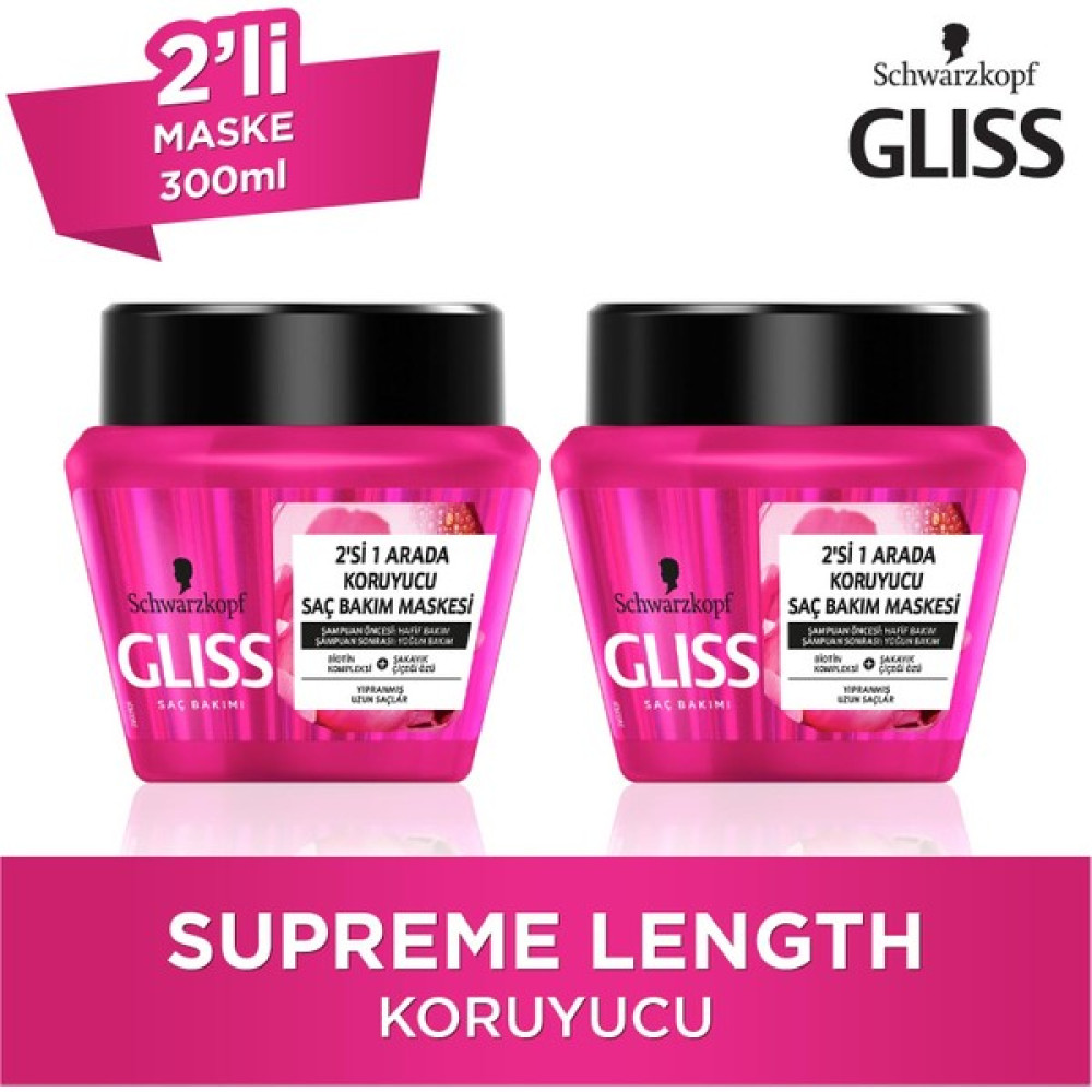 Gliss Supreme Length Maske 300 Ml X 2 Adet Saç Bakım Maskeleri & Serumlar & Spreyler Fiyatı