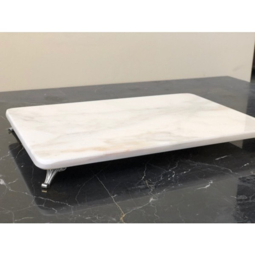 Global Doğal Mermer Sunum Tepsi Gümüş Ayaklı 20 x 30 cm Servis Tepsisi Fiyatı