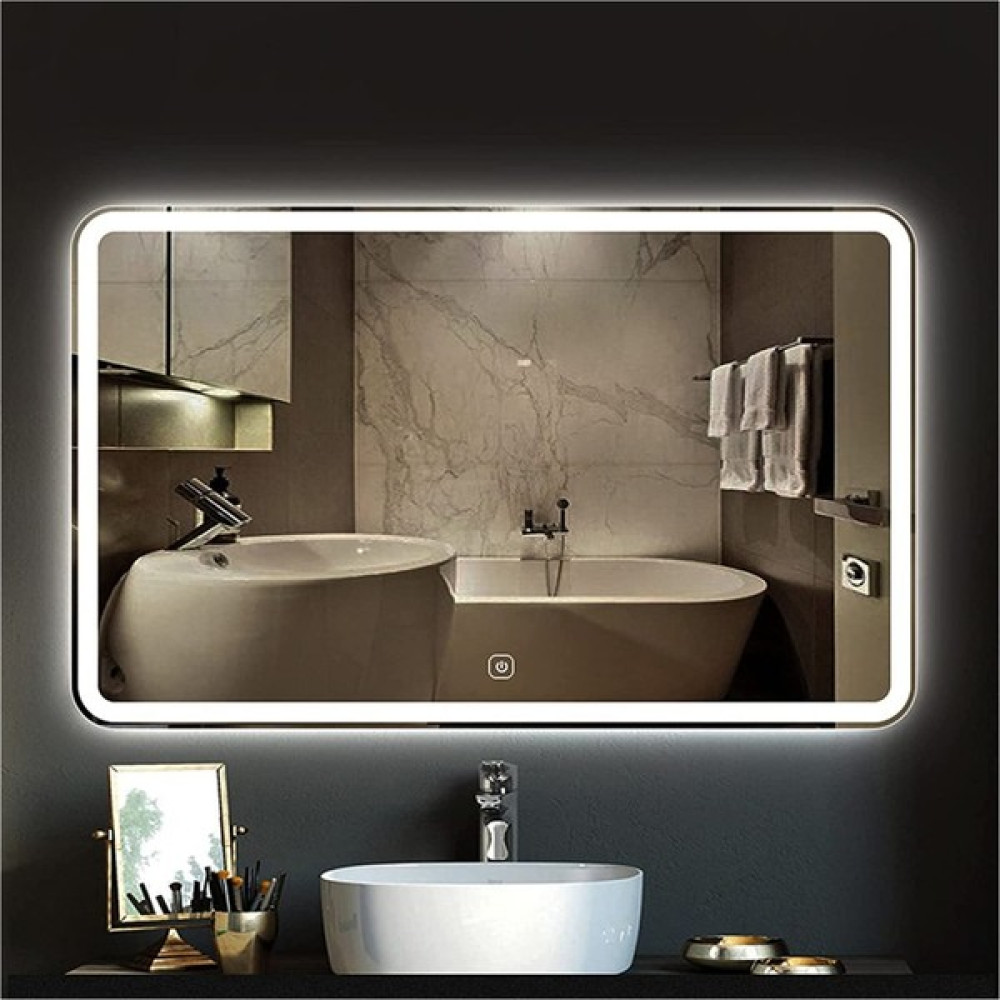 Global Led Mirror 40X55 cm Kumlamalı Dokunmatik Tuşlu Ledli Ayna Duvar Salon Banyo Wc Ofis Yatak Odası Boy Ledli Ayna - Renkli Ayna Fiyatı