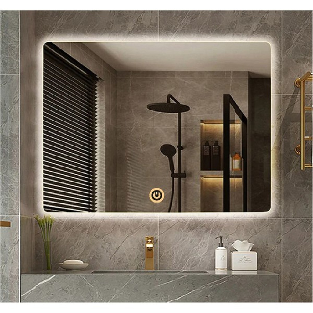 Global Led Mirror 50X65 cm Dokunmatik Tuşlu Ledli Ayna Banyo Aynası Dekoratif Ayna Boy Ayna Salon Duvar Ayna - Şeffaf Krom Banyo Aynası Fiyatı
