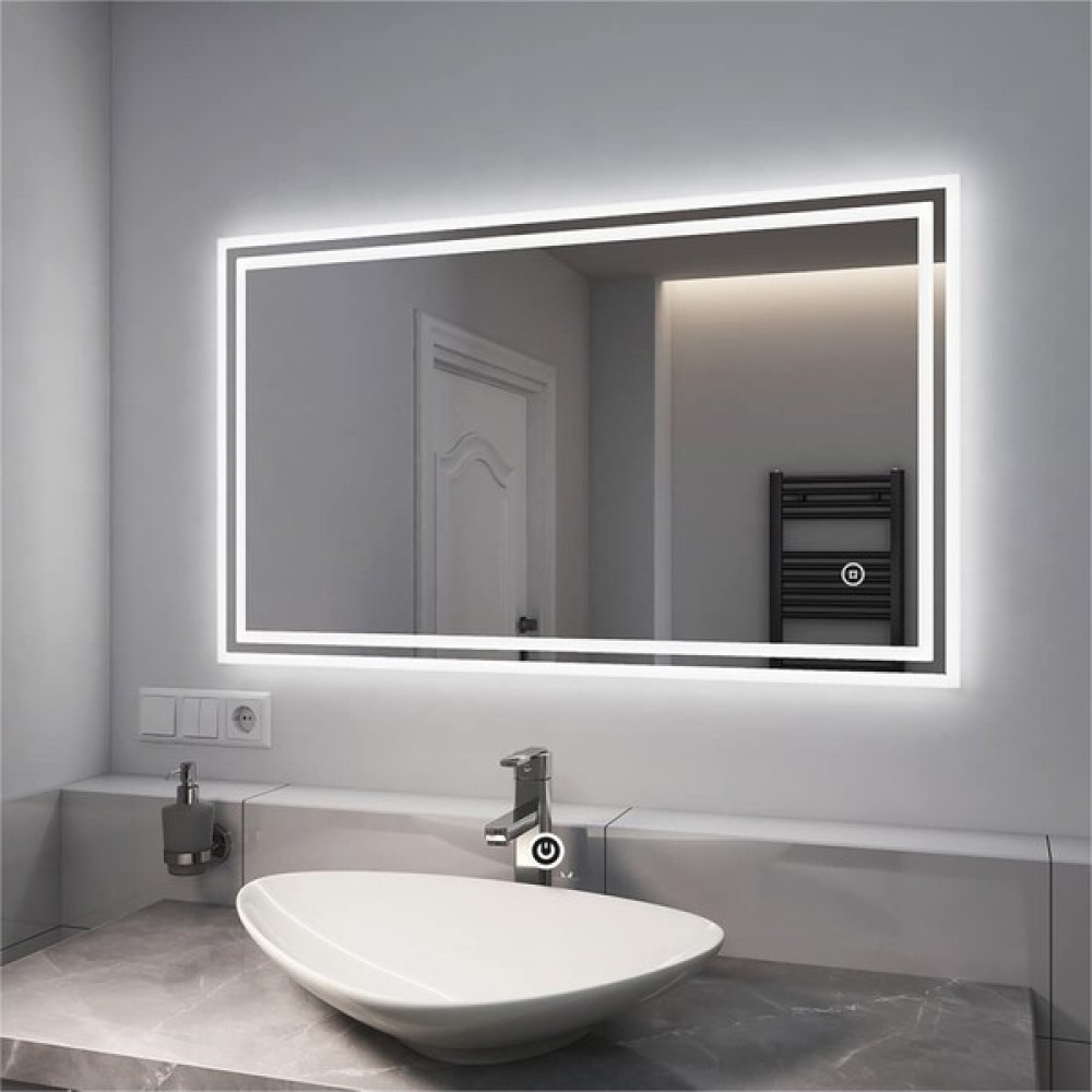 Global Led Mirror 50X65 cm Kumlamalı Dokunmatik Tuşlu Ledli Ayna Duvar Salon Banyo Wc Ofis Yatak Odası Boy Ledli Ayna - Renkli Ayna Fiyatı