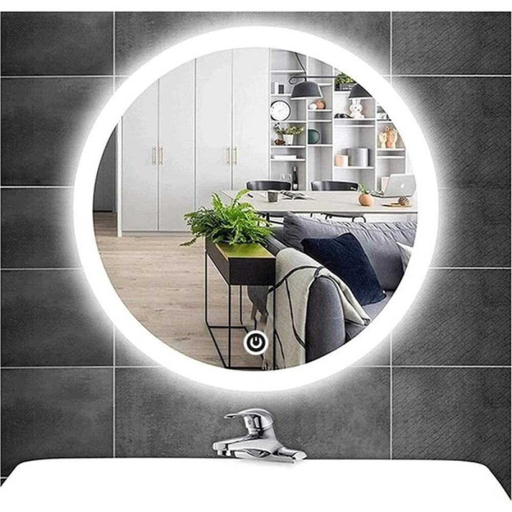 Global Led Mirror 60 cm Kumlamalı Dokunmatik Tuşlu Yuvarlak Ledli Ayna Duvar Salon Banyo Wc Ofis Yatak Odası Boy Ledli Ayna - Renkli Ayna Fiyatı
