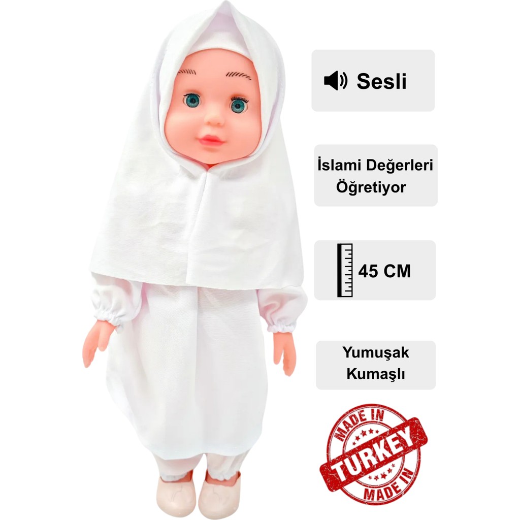 Global Toys Tesettürlü Meryem 45 cm Oyuncak Et Bebek - Beyaz Anne Bebek Oyuncak Fiyatı
