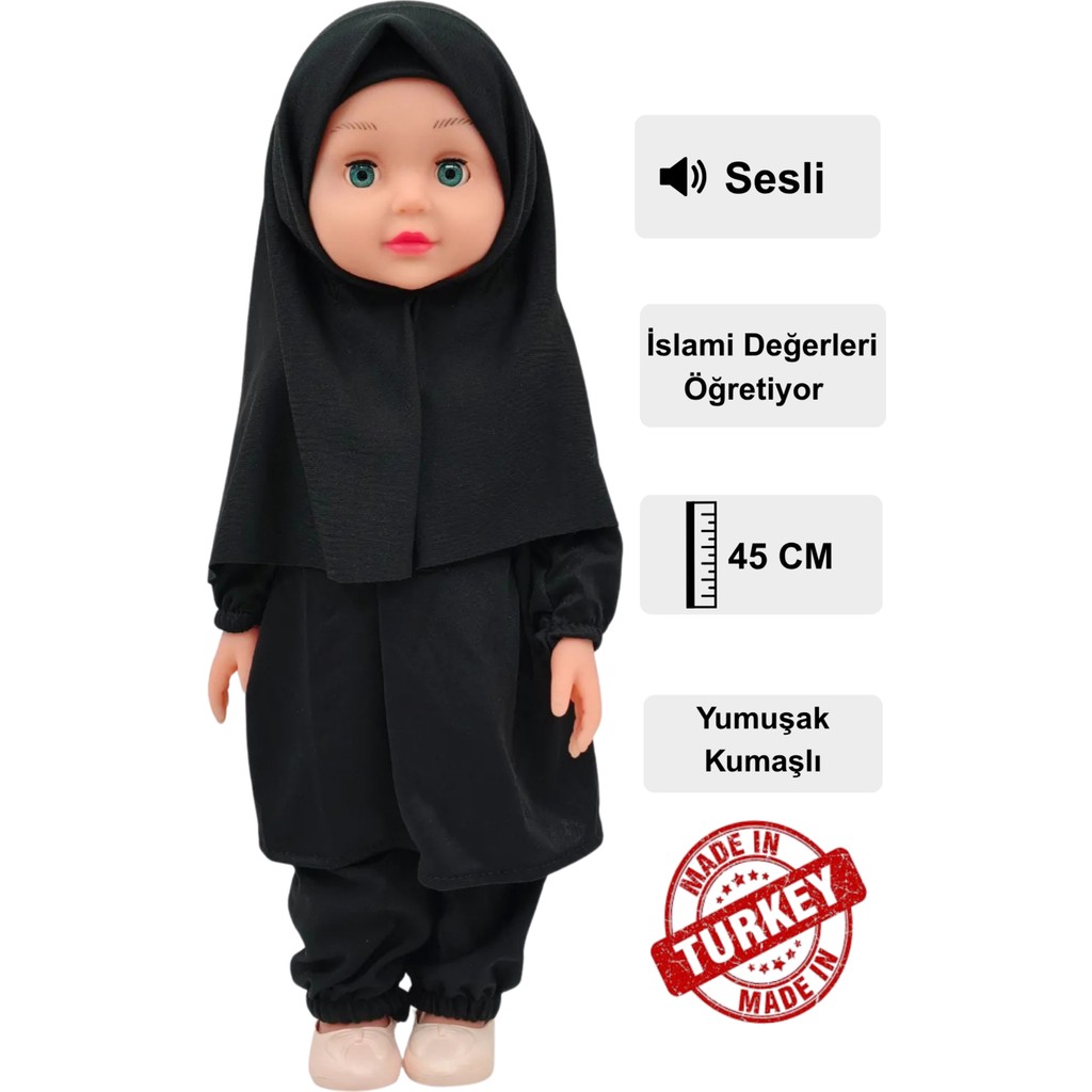 Global Toys Tesettürlü Meryem 45 cm Oyuncak Et Bebek - Siyah Anne Bebek Oyuncak Fiyatı