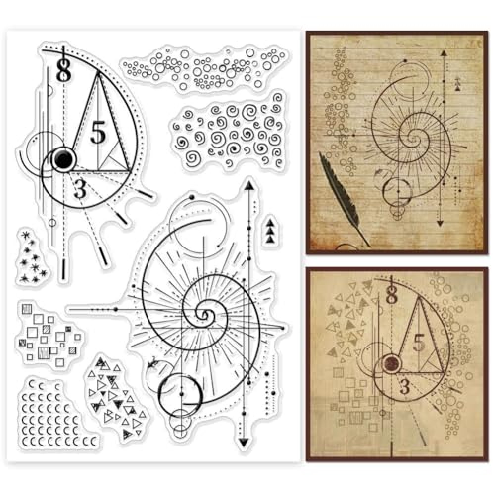 GLOBLELAND Fibonacci Texture Background Clear Stamps for Cards Making Creative Science Clear Stamp Seals Transparent Stamps for DIY Scrapbooking Photo Album Journal Home Decoration