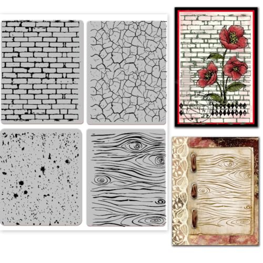 GLOBLELAND Retro Texture Cling Rubber Stamp Wood Brick Crackle Stain Texture 7.09x8.66inch EVA Stamps Embossing Stamp Seal for DIY Scrapbooking and Card Making Paper Craft Decor