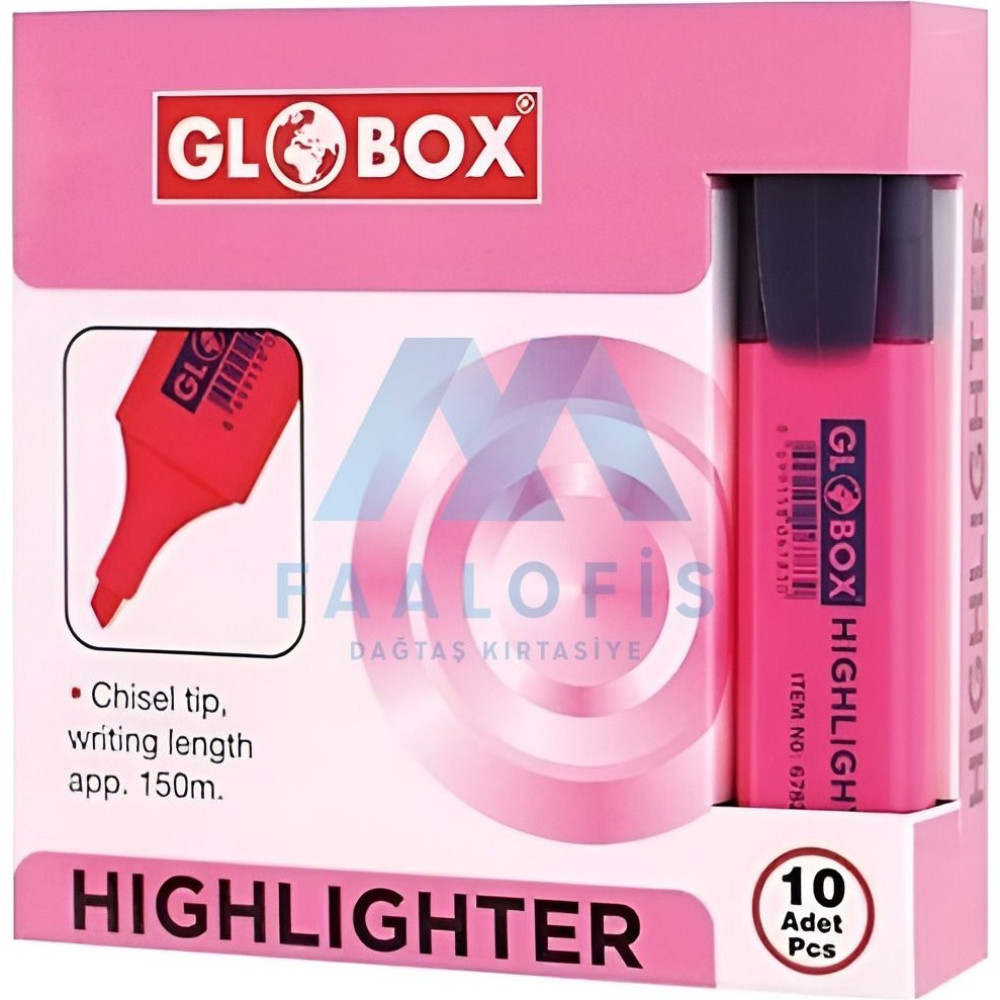 Globox Fosforlu Kalem 10'lu Kutu - Pembe Kalem & Yazı Gereçleri Fiyatı