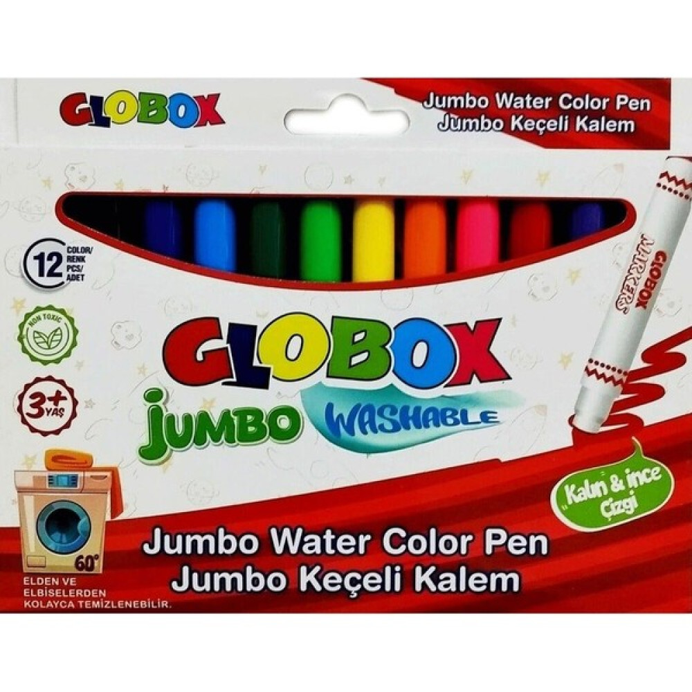 Globox Jumbo Keçeli Kalem Seti12 Renk - Renkli Keçe Uçlu Kalem Fiyatı