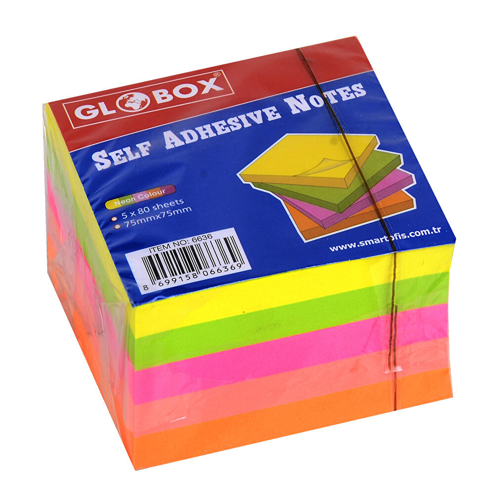 Globox Neon Yapışkanlı Not Kağıdı 75x75 mm Not Defteri & Bloknot Fiyatı