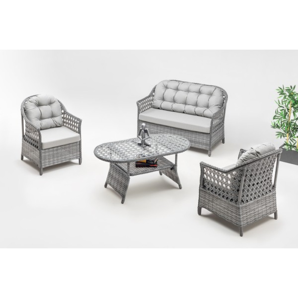 Gloria Design Focus Çay Seti Bahçe ve Balkon Mobilyası Takımı (2+1+1+Sehpa) - Açık Gri Bahçe Koltuğu Fiyatı