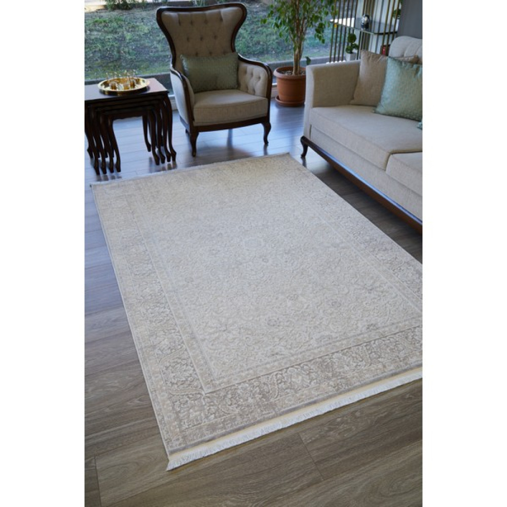 Gloria Klasik Salon Halısı Mutfak Halısı Yolluk Yumuşak Tozumaz Krem Bej Halı GL-04 - 100 x 200 cm - Krem - Beyaz Salon Halısı Fiyatı