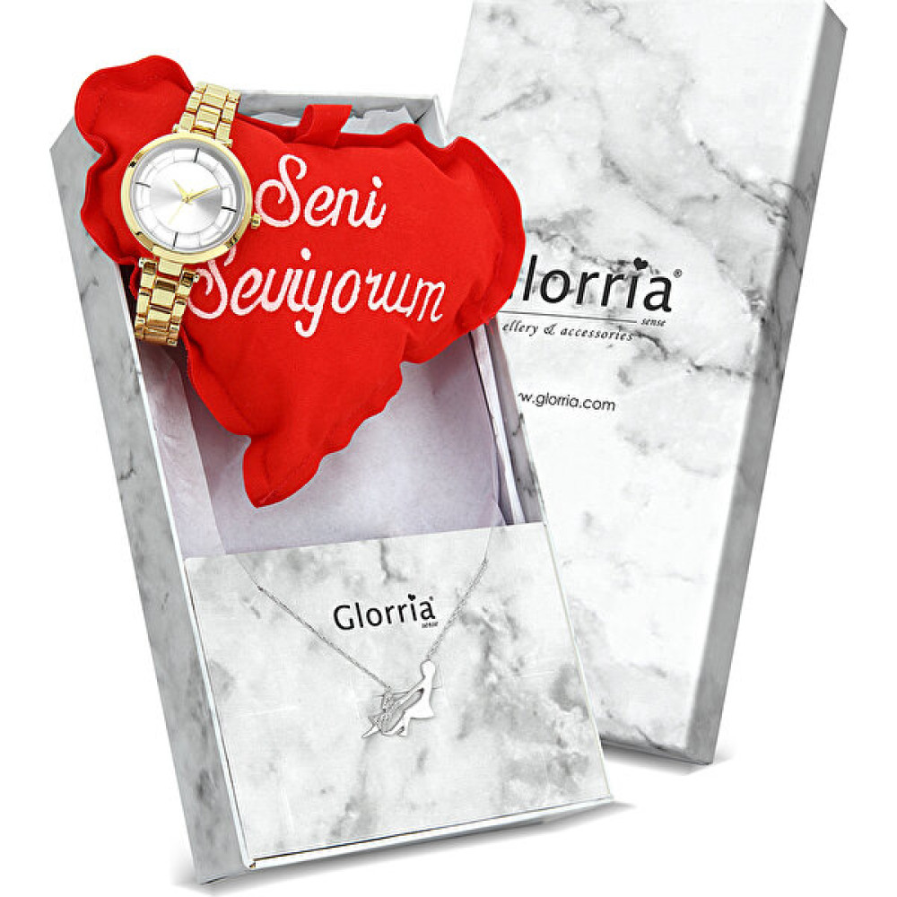 Glorria 925 Ayar Gümüş Anne Kız Kolye - Saat Hediyeli! Gümüş Kolye Fiyatı