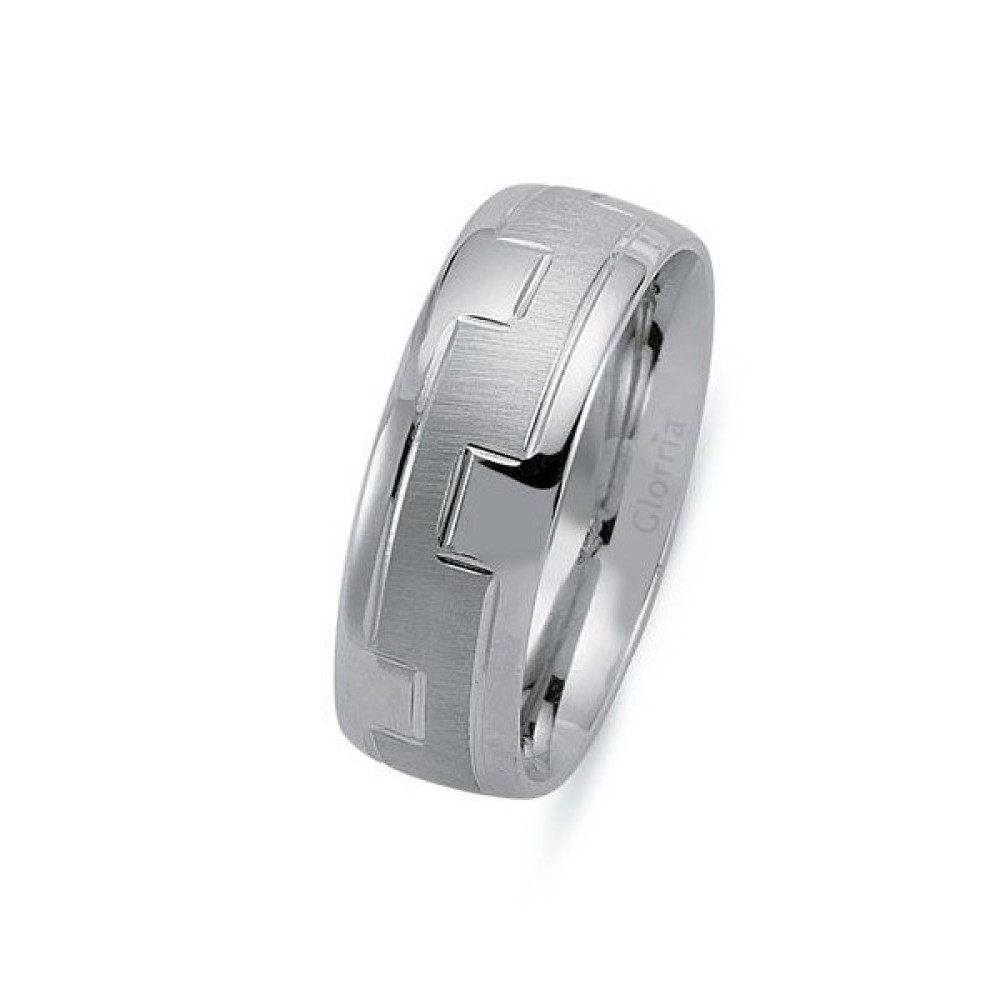 Glorria Gümüş 7.5Mm Erkek Alyans Yüzük - 28 Yüzükler Fiyatı