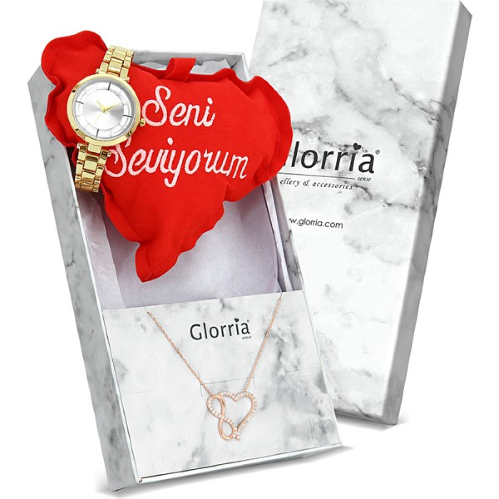 Glorria Gümüş Kalp Sonsuzluk Kolye - Hediye Seti - Dt0244-Hs Gümüş Kolye Fiyatı