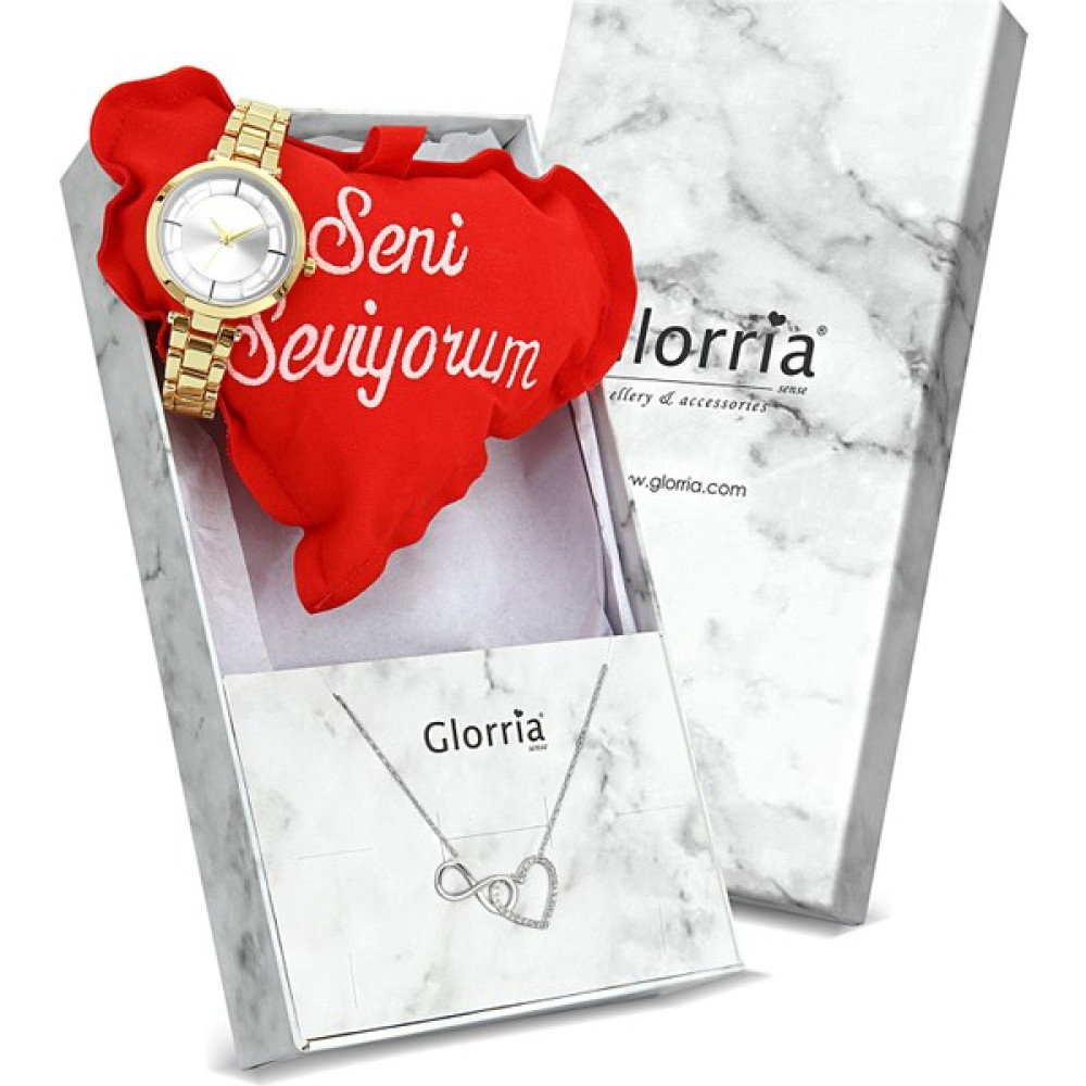 Glorria Gümüş Sonsuzluk Kolye - Saat Hediyeli Gümüş Kolye Fiyatı