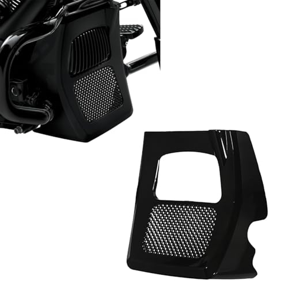 Gloss Black Chin Spoiler Fairing Radiator Cover Compatible for Harley Touring Street Road Glide FLHX FLTR 2017-2023