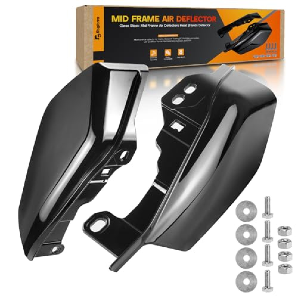 Gloss Black Mid Frame Air Deflectors Heat Shields Deflector Compatible with Harley Touring Street Road King Glide Road Glide Electra Ultra Limited Tri Glide CVO - Vivid Gloss Black (2009-2022)