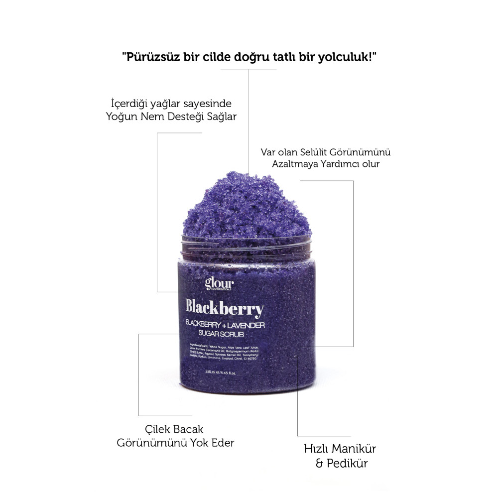 GLOUR Yenileyici Ve Nemlendirici Doğal Vücut Peelingi / Sugar Scrub Blackberry 250 ml Vücut Bakımı Fiyatı