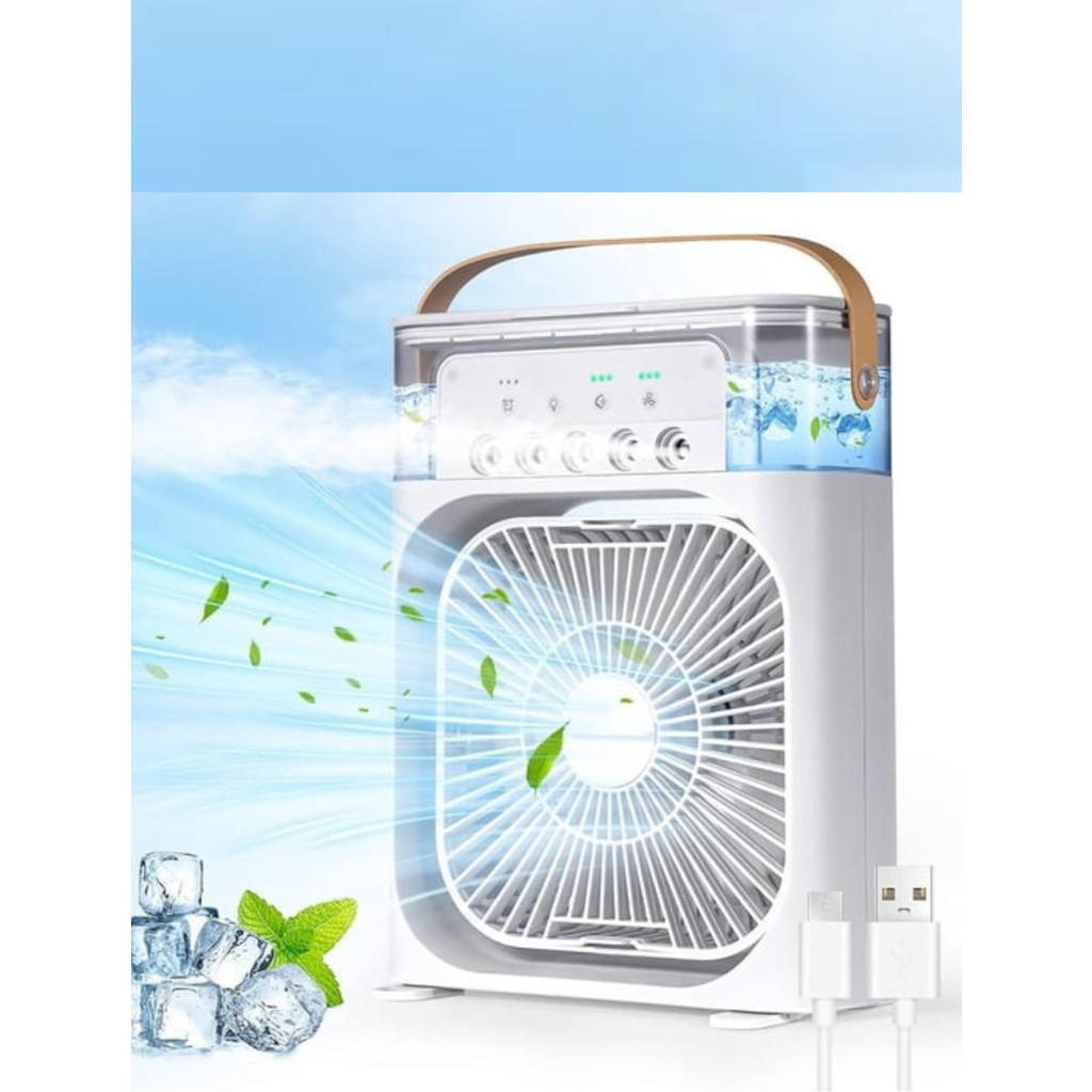 Glr HR001 Beyaz Buzlu Vantilatör Mini Fan 5 Spreyli Su Püskürtmeli 600 ML Buhar Makinesi Nemlendirici Mini Klima Klimalar Fiyatı