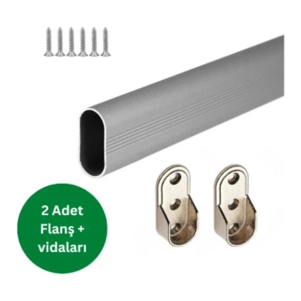 Glrshop Alüminyum Dolap Içi Askı Borusu+2 Adet Flanş+Vidaları - 105 Diğer Fiyatı
