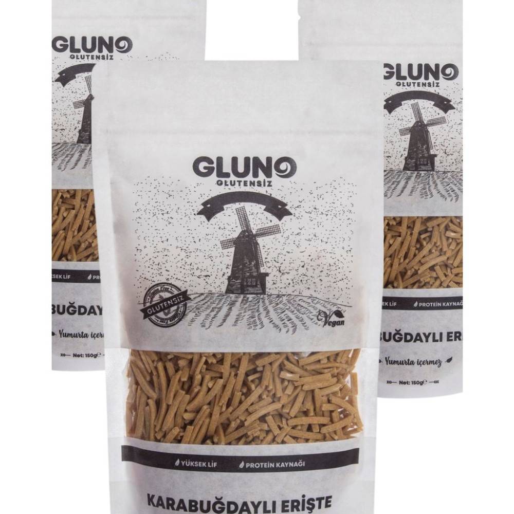 Gluno Glutensiz Karabuğday Eriştesi 3'lü 450 gr Makarnalar Fiyatı