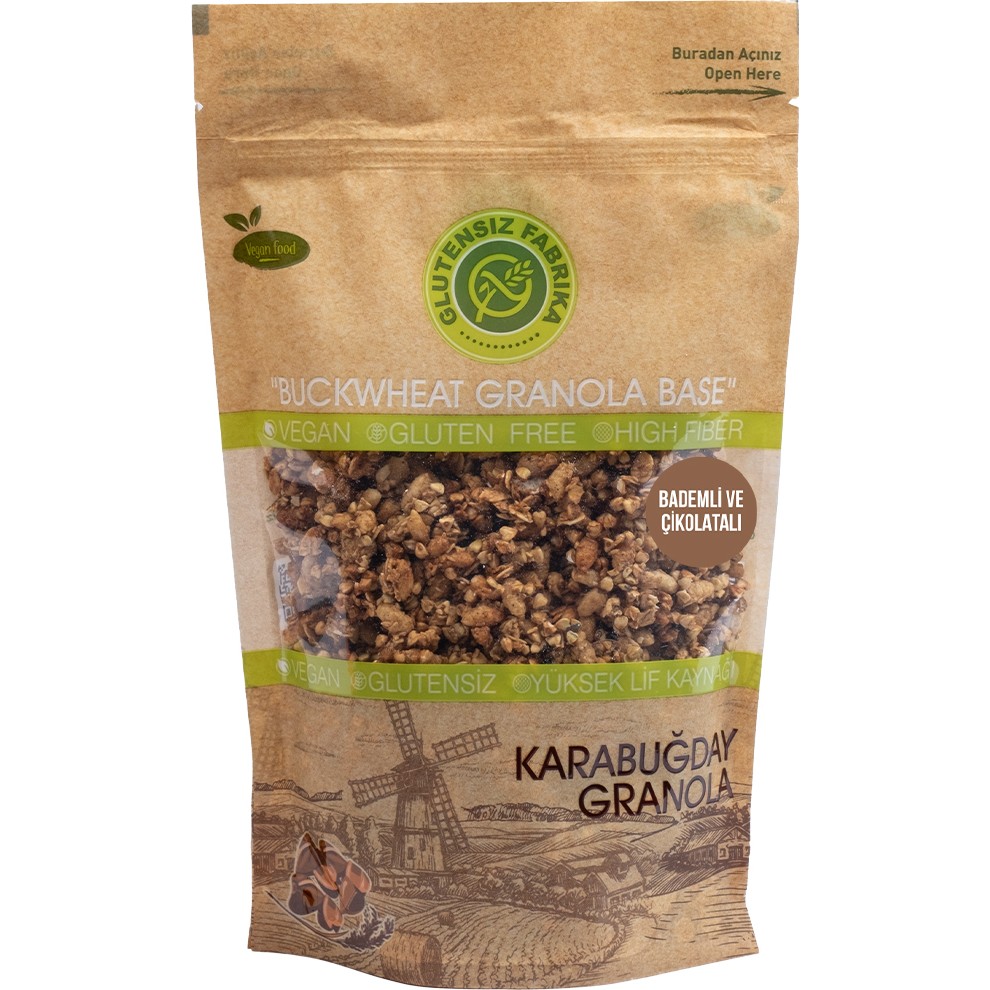 Glutensiz Fabrika Badem ve Çikolatalı Yulaf & Karabuğday Granola 300 g (Glütensiz & Vegan) - 300 gr Kahvaltılık Gevrek Fiyatı