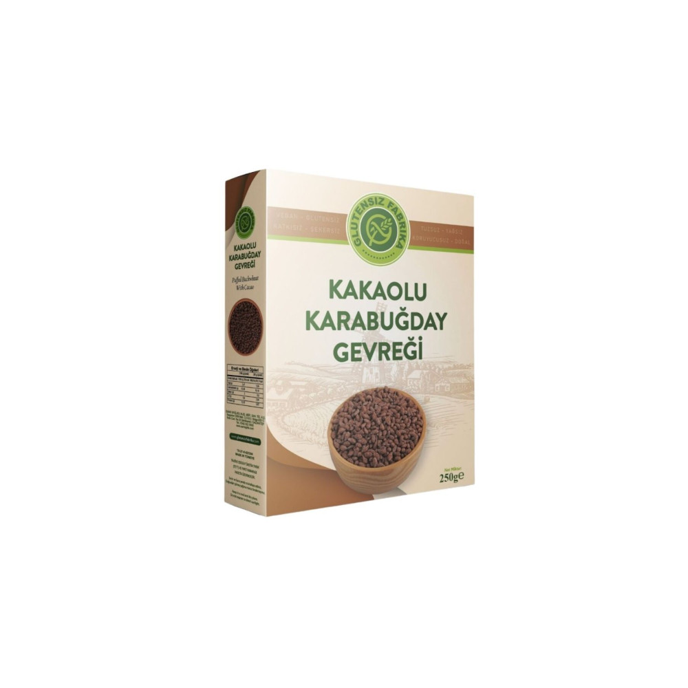 GLUTENSİZ FABRİKA Glutensiz Kakaolu Karabuğday Gevreği 250 gram Katkısız Doğal Sağlıklı Kahvaltılık Gevrek Fiyatı