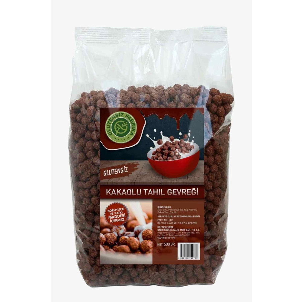 GLUTENSİZ FABRİKA Glutensiz Kakaolu Tahıl Gevreği 500 Gr Kahvaltılık Katkı Maddesi Ve Koruyucu Içermez Atıştırmalık Fiyatı