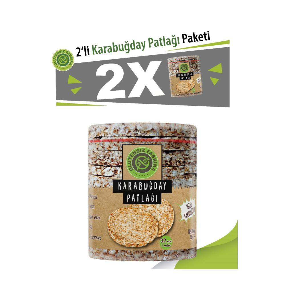 GLUTENSİZ FABRİKA Karabuğday Patlağı (2 PAKET) 176 gr Sağlıklı Atıştırmalık Şekersiz Tuzsuz Katkısız Ve Doğal Atıştırmalık Fiyatı