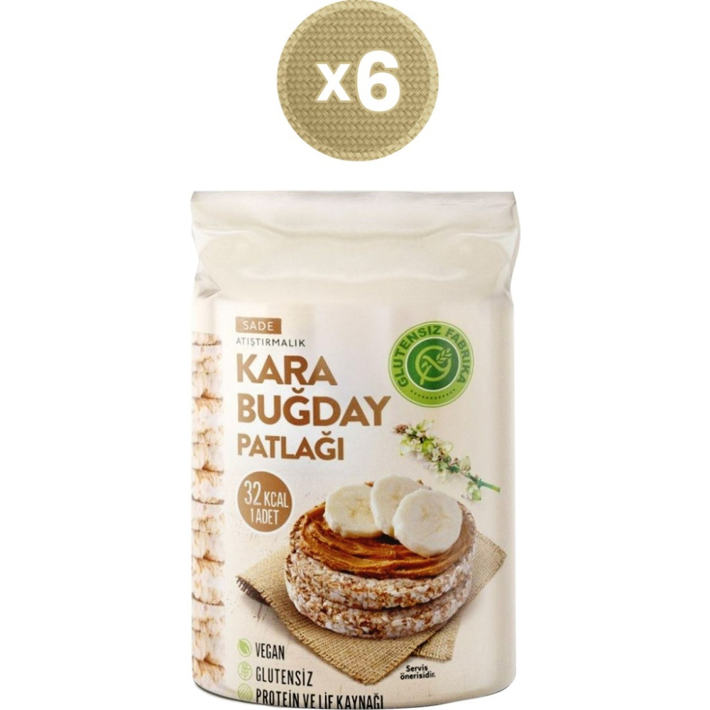 Glutensiz Fabrika Karabuğday Patlağı Sade 100 g x 6 Paket (Glütensiz & Vegan) - 600 gr Cips Fiyatı