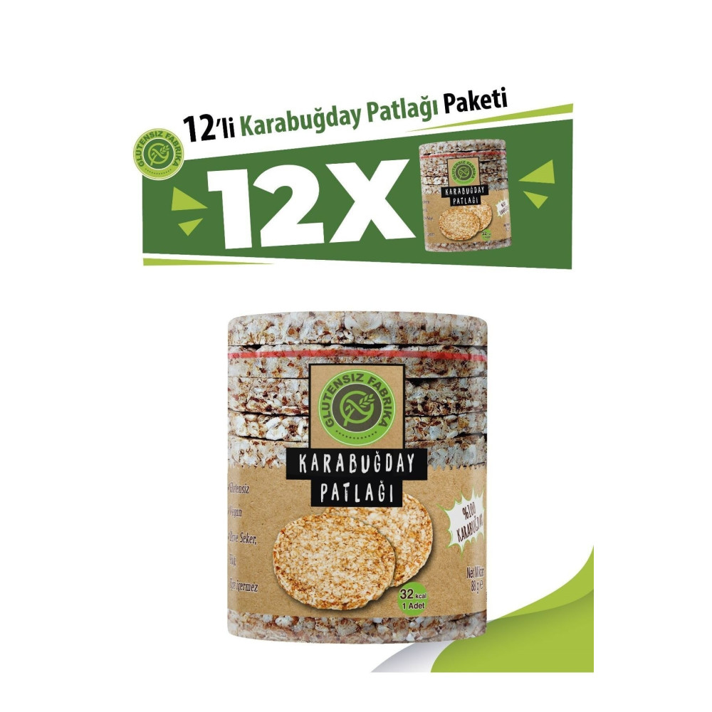 GLUTENSİZ FABRİKA Sade Karabuğday Patlağı 12 Paket Atıştırmalık Fiyatı