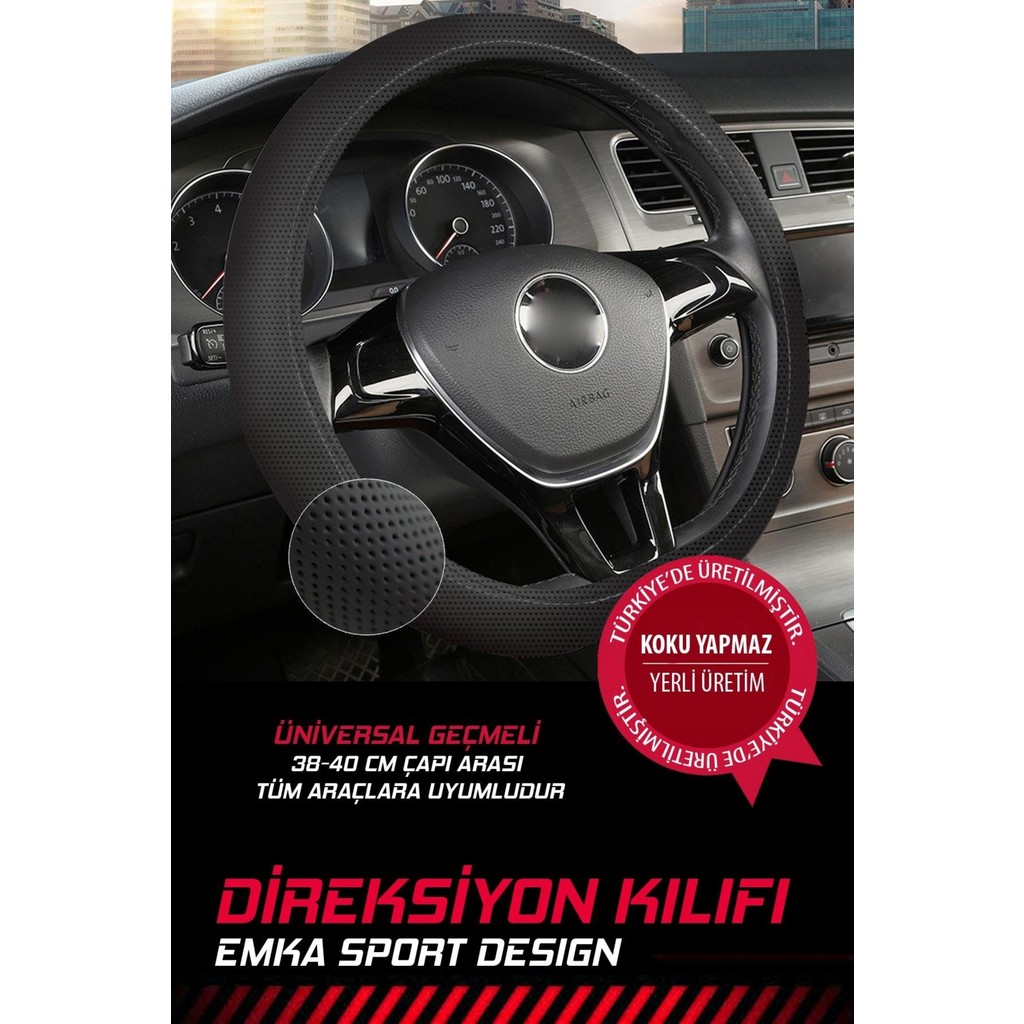 Gm Design Emka Lüks Geçmeli Direksiyon Kılıfı - Kokusuz - Noktalı Deri - Siyah Diğer Fiyatı