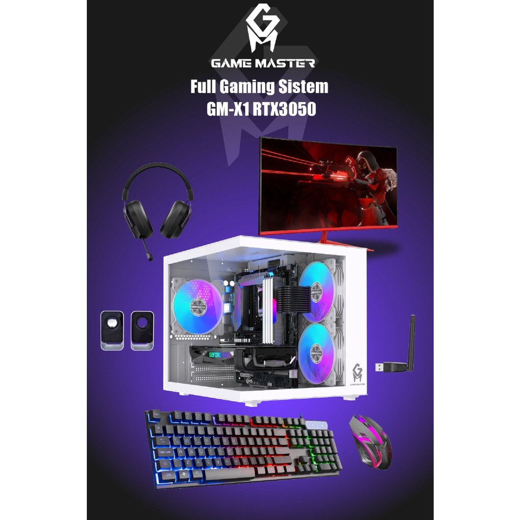 GM Game Master Gm-X1 Hazır Full Gaming Pc Set R5 5600 16GB Ram 512GB M2 RTX3050 23.8" 165Hz Fhd Oyuncu Monitör Kasa - Beyaz - 24 inç Monitör Fiyatı