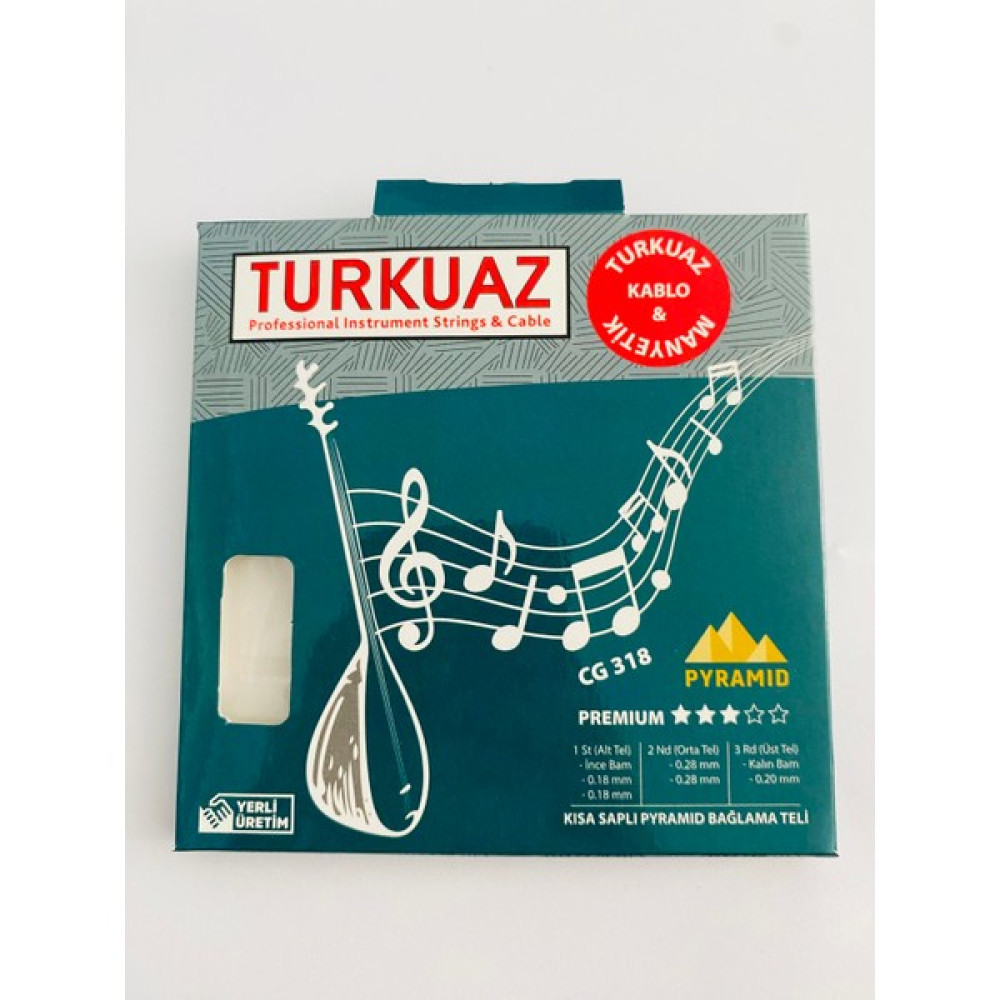 GMC Turkuaz CG318 Pyramid + Ipek Bamlı Kısa Sap Bağlama Teli 0.18MM Bağlamalar Fiyatı
