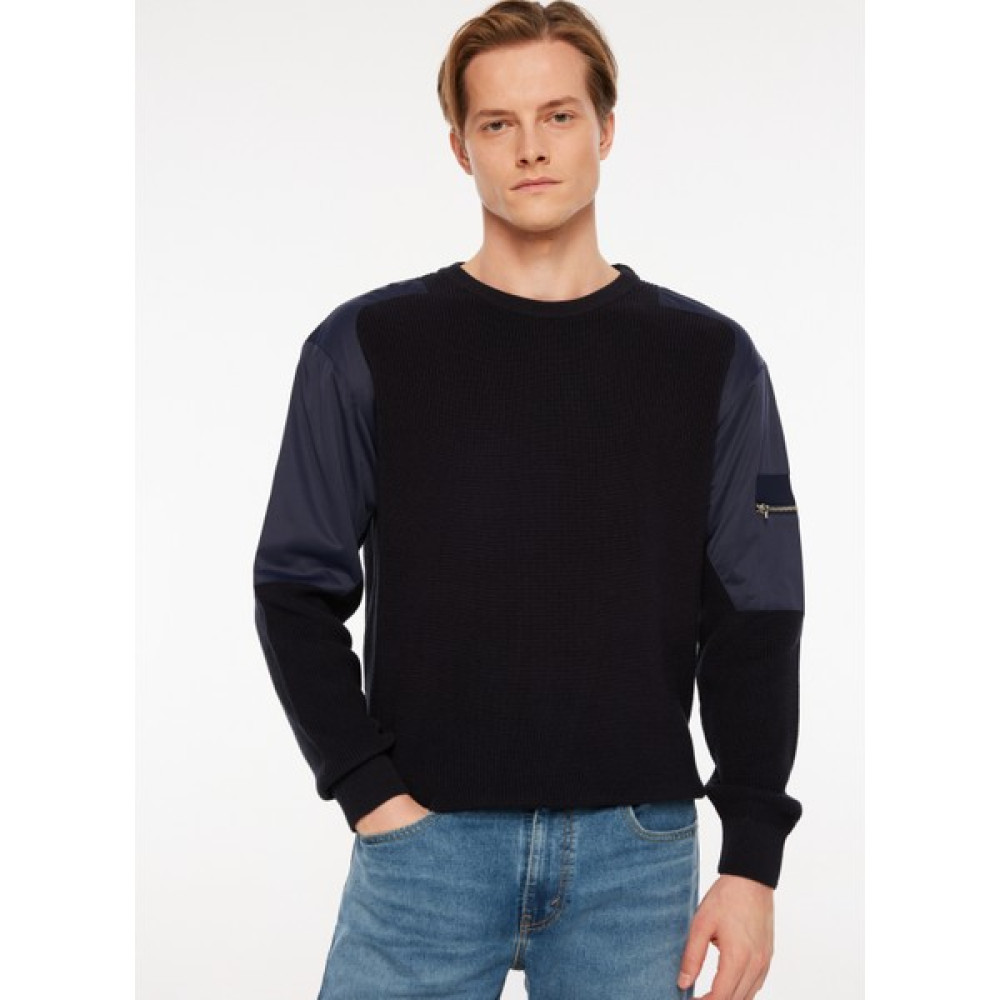 Gmg Fırenze Bisiklet Yaka Slim Fit Açık Lacivert Erkek Kazak ZR22MFW04205 Erkek Kazak & Süveter & Triko Fiyatı