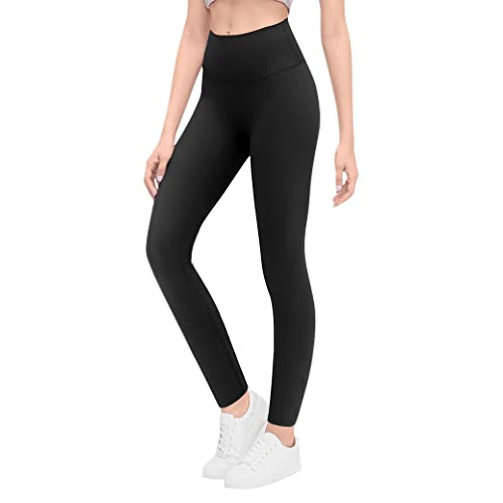 Gnainach Girls Leggings Size 12-13 Years Old Solid Black Slim Stretch Athletic Compression Yoga Pants for Teen Running Gym