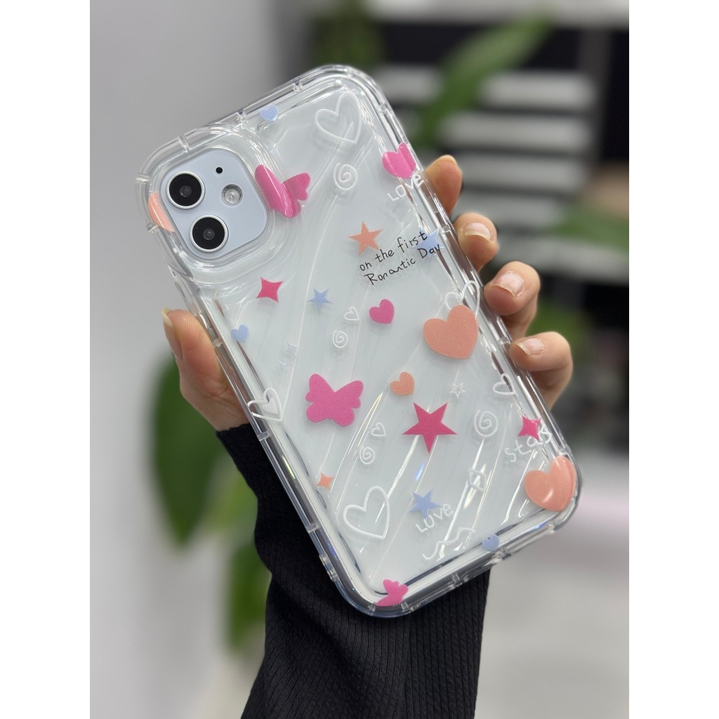 Go Aksesuar Iphone 11 Uyumlu 3D Kabartmalı Love Stars Baskılı Şeffaf Silikon Kılıf Cep Telefonu Kılıfı Fiyatı