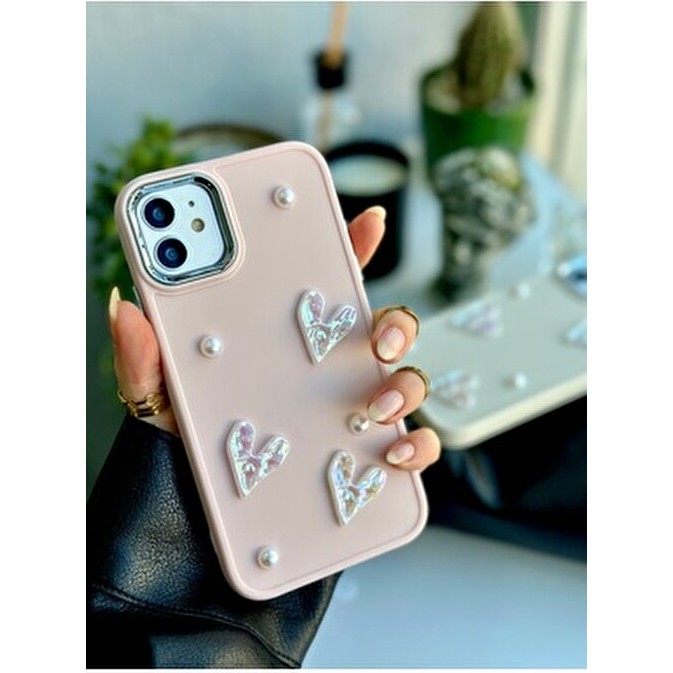 Go Aksesuar Iphone 11 Uyumlu 3D Oyuncaklı Taş Kalp Tasarımlı Yumuşak Silikon Kılıf - Pembe Cep Telefonu Kılıfı Fiyatı