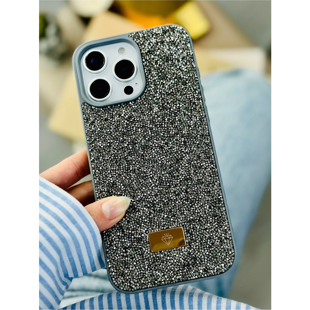 Go Aksesuar Iphone 16 Promax Uyumlu Elmas Tasarımlı Taşlı Işıltılı Parlak Pırlanta Silikon Kılıf - Gri - iPhone 16 Pro Max Cep Telefonu Kılıfı Fiyatı