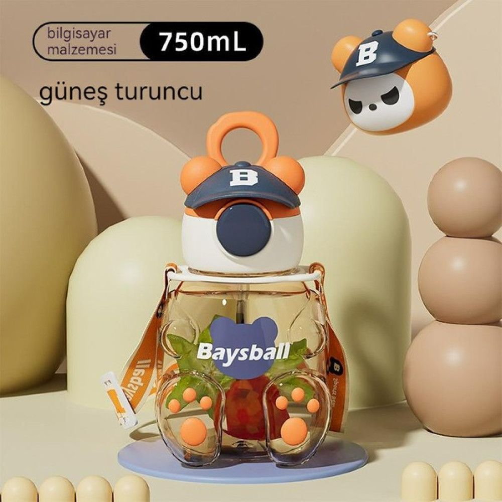 Go Biz Çocuk Sevimli Ayı Plastik Su Bardağı, Kolu Taşınabilir Açık Çocuk Bardağı, Çocuk Hediyesi Saman Bardak (Yurt Dışından) Suluk Fiyatı