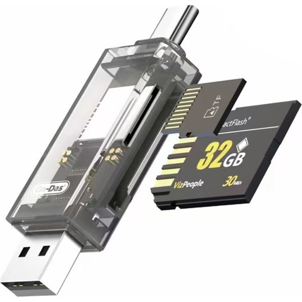 Go-Des Go Des GD-DK006 Type-C ve Usb-A Çıkışlı 4 In 1 Otg Hafıza Kart Okuyucu Sd-Micro Sd - Siyah Hafıza Kartları Fiyatı