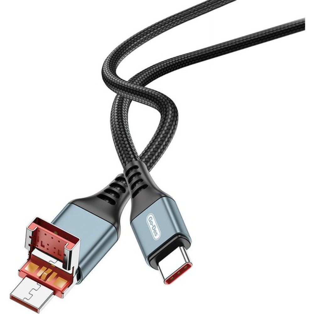 Go-Des Type-C To Type-C ve Usb-A To Type-C Kablo 1.2m Go Des GD-UC593 Biyonik Terminal Tasarım PD65W - Siyah Cep Telefonu Şarj Cihazı Fiyatı