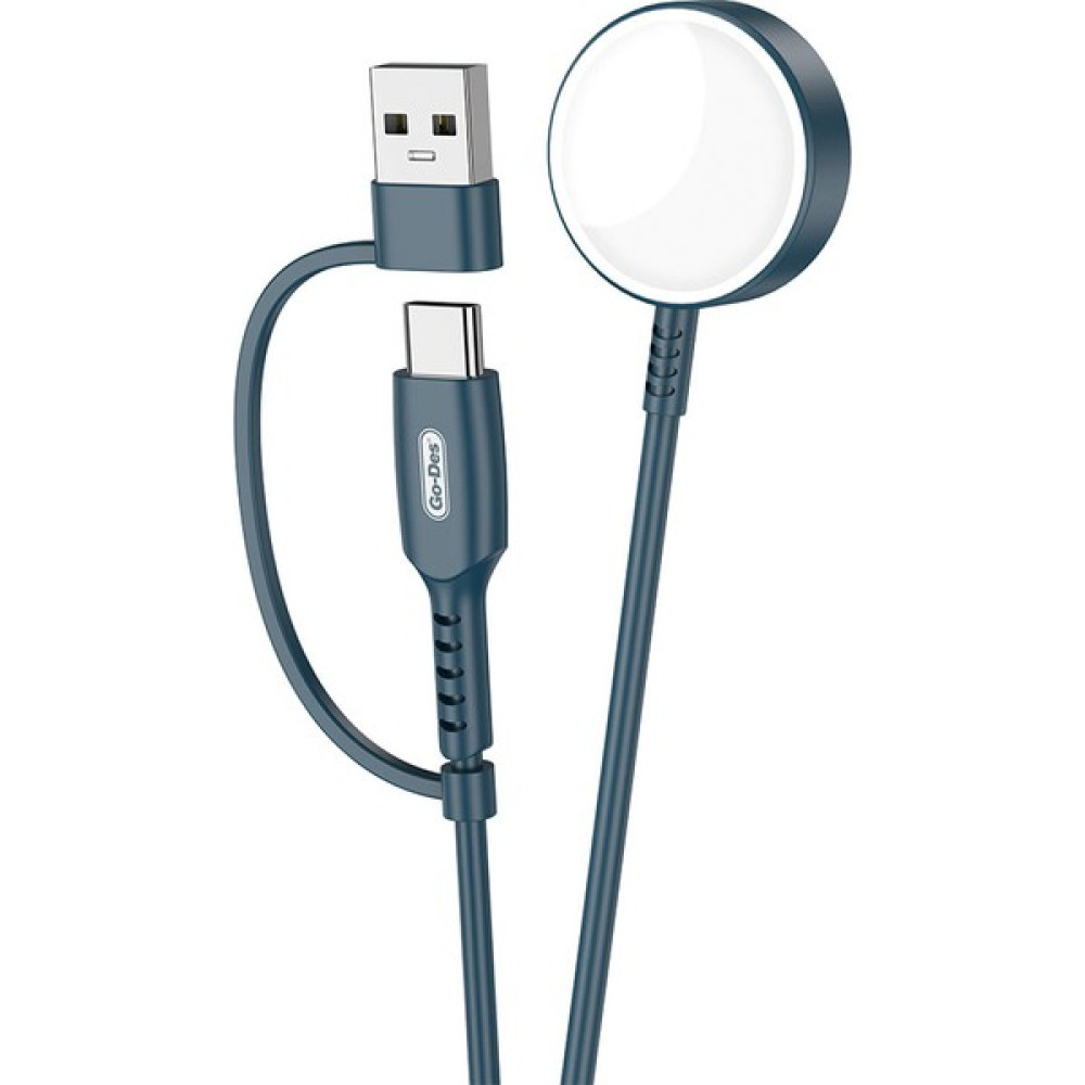 Go-Des Watch Serisi Se/7/6/5/4/3 Akıllı Saat Wireless Şarj 2 In 1 Type-C ve USB Şarj Aleti Go Des GD-UC608 - Mavi Cep Telefonu Şarj Cihazı Fiyatı