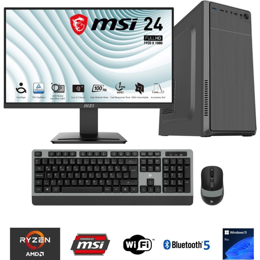 Go Gamer GA07D AMD Ryzen 5 7600 / 16GB DDR5 5600MHz / 512GB NVMe SSD / MSI 24" 100Hz. / OEM Ev Ofis Paket Masaüstü Bilgisayar Fiyatı