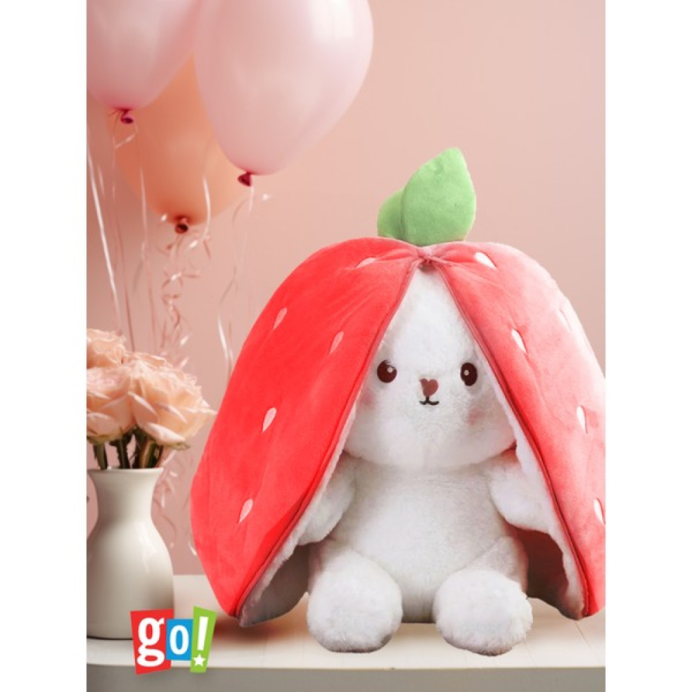 Go Toys Çilek Kulaklı Tavşan Peluş Fermuarlı Kulaklı Tavşan Hediyelik - Kırmızı Peluş Oyuncaklar Fiyatı