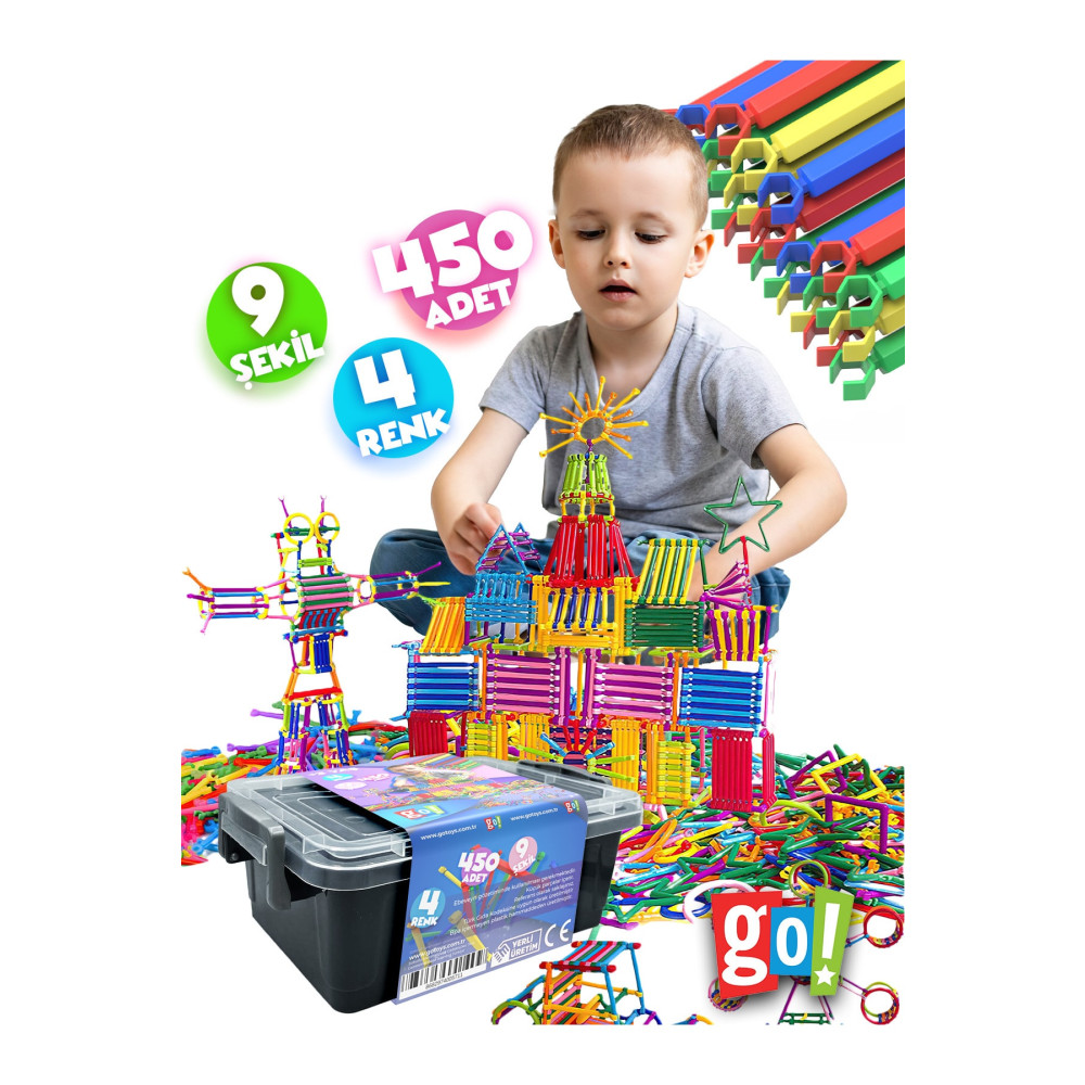 Go Toys Geometrik Tasarım Çubukları 450 Adet Zeka Geliştirici Tasarım Eğitici Oyuncak Geometrik Çubuklar Legolar ( Yapım Oyuncakları ) Fiyatı