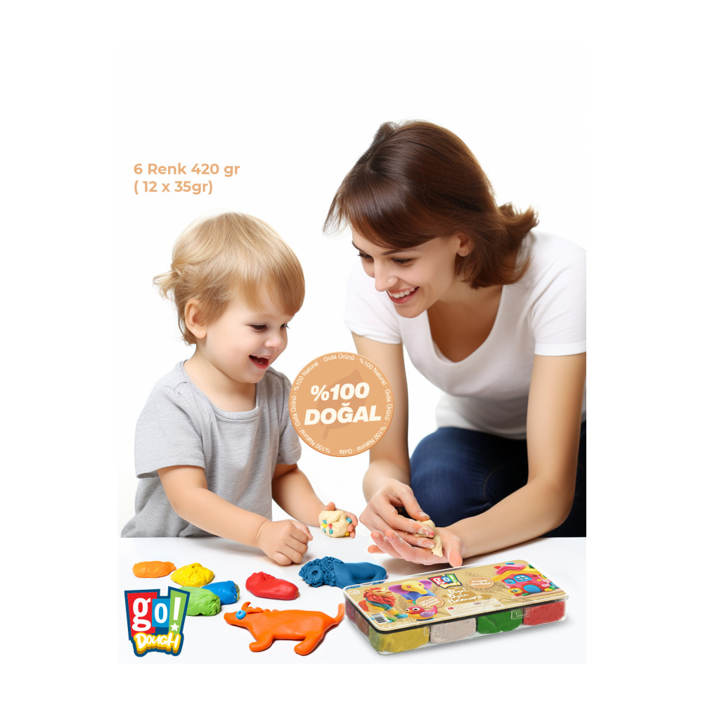 Go Toys Go Dough Doğal Oyun hamuru 420gram (12Adet x 35gr) 6 Renk Uzun Ömürlü Saklama Kaplı Oyuncak Fiyatı