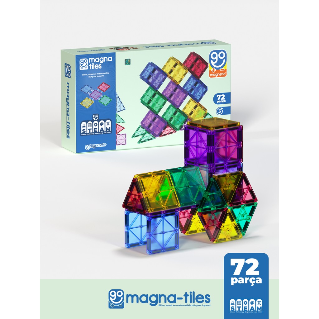 Go Toys Go Magna-Tiles 72 Parça Manyetik Yapı Blokları Original - Mıknatıslı Eğitici Oyuncak Anne Bebek Oyuncak Fiyatı